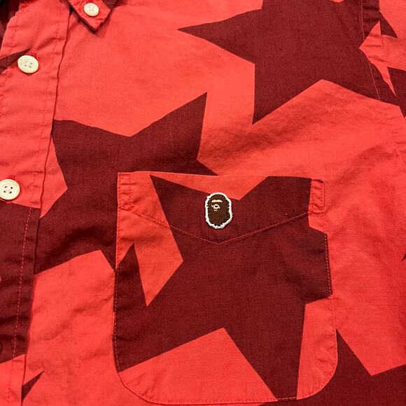 Authentic Bape 2000's All Over Sta Print Button Up Dress Shirt M - Picture 2 of 8